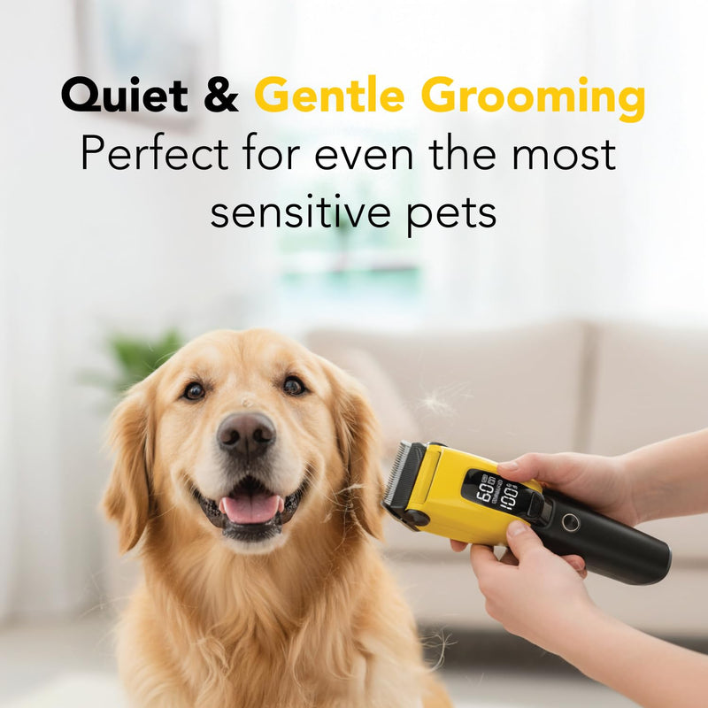 HamInWay Cordless Dog Clippers – Quiet Rechargeable Pet Grooming Clippers for Dogs & Cats – Low Noise Hair Trimmer with Stainless Steel Blade – USB Charging – Professional at-Home Grooming