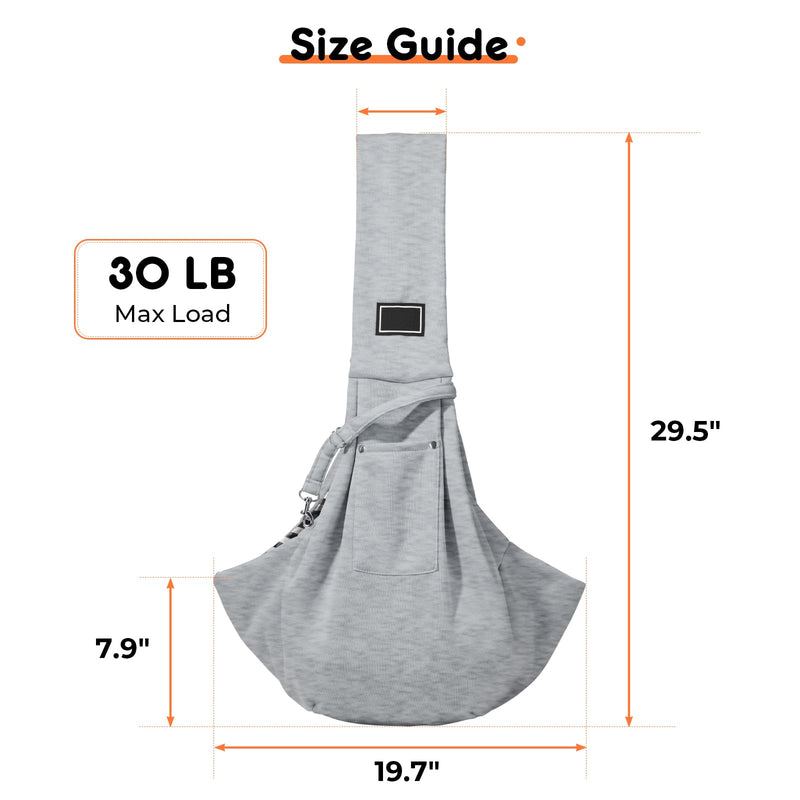 Sling Carrier for Small Pets, Hands Free Cat Sling, Reducing Back Neck Pain Anti-Anxiety Dog Front, Adjustable Soft Dog Carrying Grey - PawsPlanet Australia