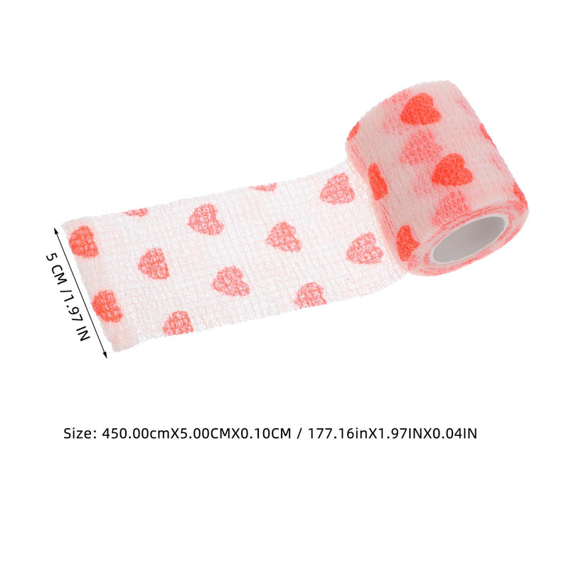 Beavorty Self-Adhesive Elastic Pet Bandage 5cm x 4.5m Made of Highly Elastic Non-Woven Fabric, Red with Pattern, Adjustable Cat and Dog Bandage for Wound Protection During Outdoor Activities and Care