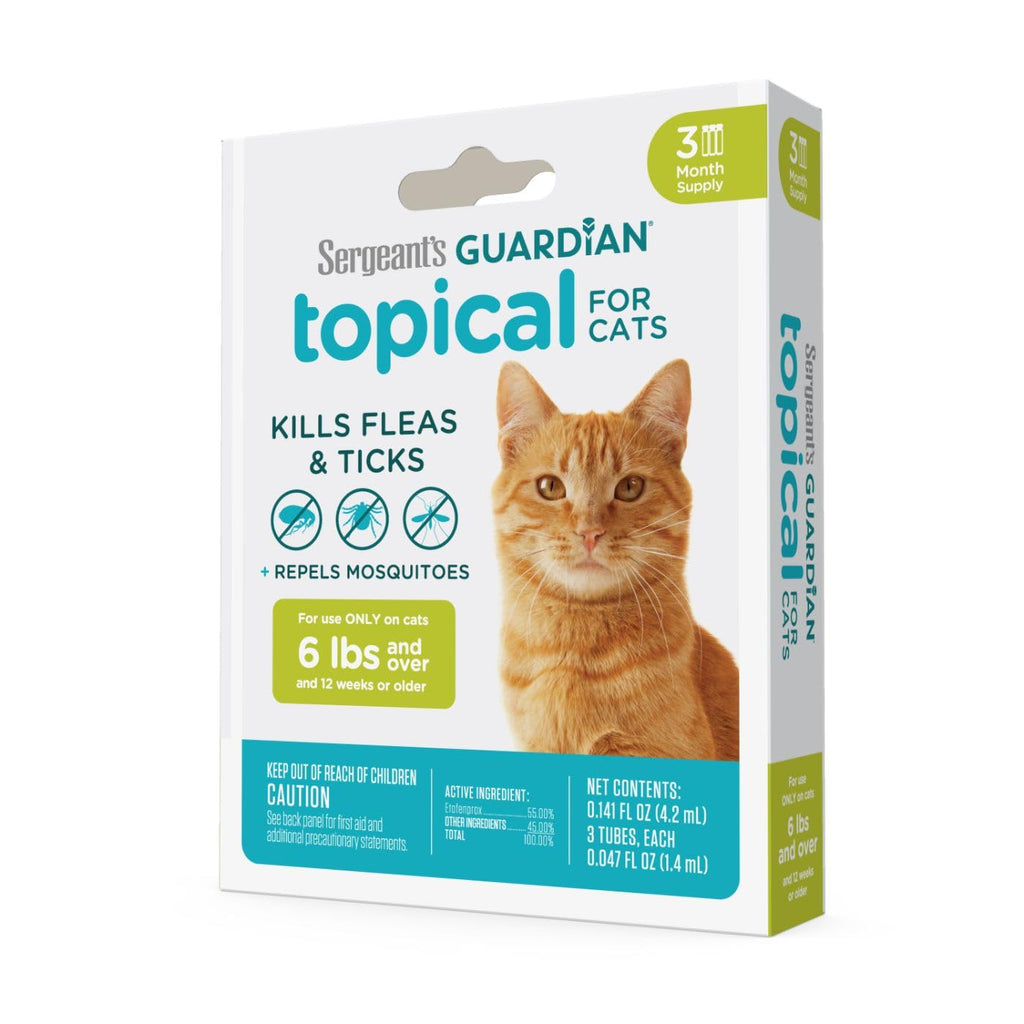 Sergeant's Guardian Flea & Tick Squeeze On Topical Cats 6lbs and Over., 3 Count 3 Count Topical