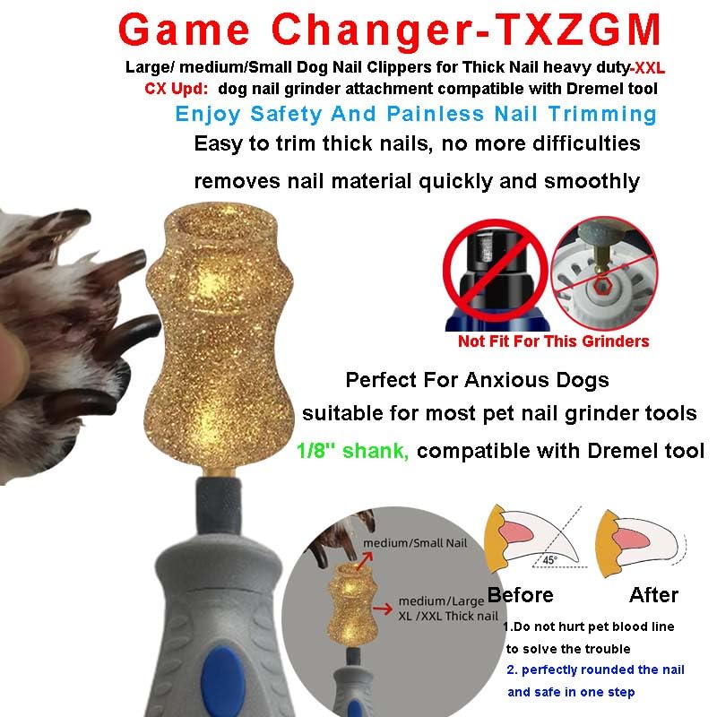 Diamond Dremel Bit for Dog Nails, for Dremel Dog Nail Grinder Attachment, Dog Nail Fit Dremel Bit, Fit Dremel Pet Dog Nail Grinder Attachment Diamond Bits for Pet 1/8'' Rotary Tool (XX Large) Diamond Gold - PawsPlanet Australia