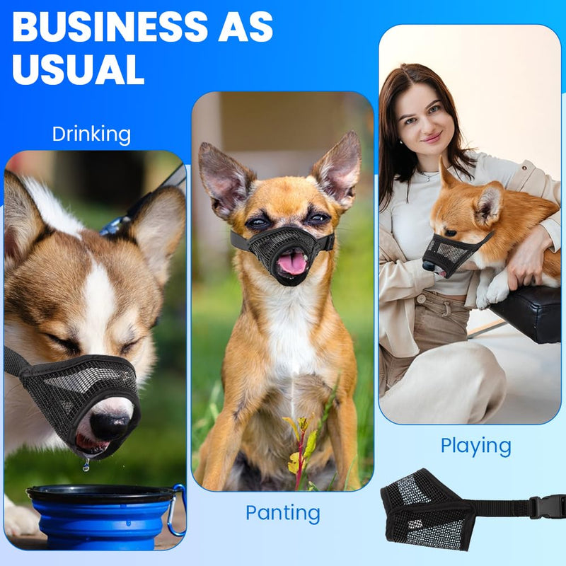 3pack Dog Muzzle Suits for Small Medium Large Dogs, Drinkable Breathable Mouth Guard, Adjustable Strap Soft Dog Muzzle to Prevent Biting Chewing, Air Mesh Muzzles for Scavenging Licking (XS+S+M) - PawsPlanet Australia