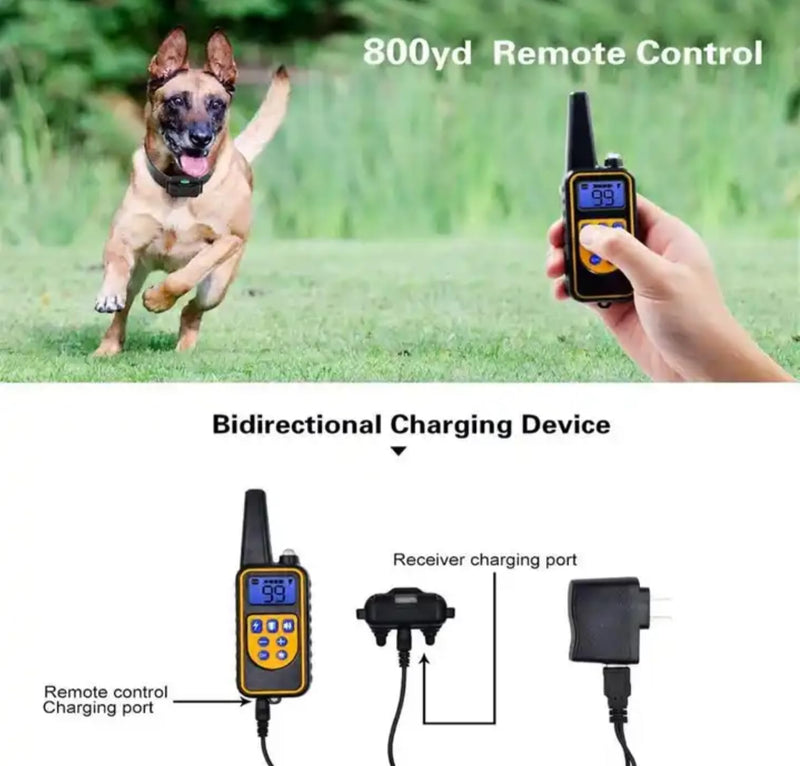 Factory Sale Dog Shock Collar with Remote No Bark Training Collar USB Chargeable 3 Channel Waterproof Range 2400 Ft Training Modes Shock/Vibration 99 Levels Led Light Beep Small Medium Large Dogs - PawsPlanet Australia