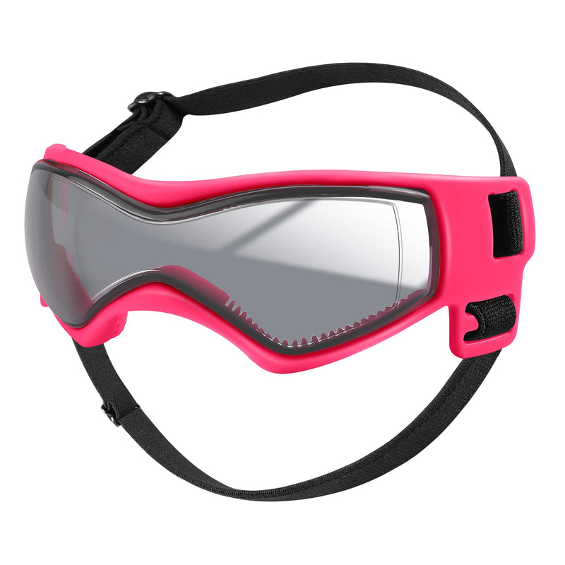 QUMY Dog Goggles UV Protection for Small to Medium Breed Dog, Dog Sunglasses Windproof Anti-Fog Dustproof Snowproof, Puppy Glasses for Outdoor Riding Driving with Comfortable Frame Adjustable Straps Pink