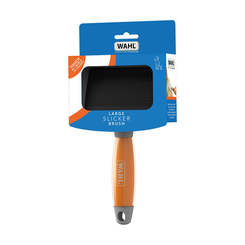 Wahl Large Slicker Brush, Professional Grooming Brush, Pet Brush for Dogs and Cats, Grooming Tools for Pets, Slicker Brushes for Long Short Haired Animals, Gel Handle Brush Large Slicker - Orange Gel - PawsPlanet Australia