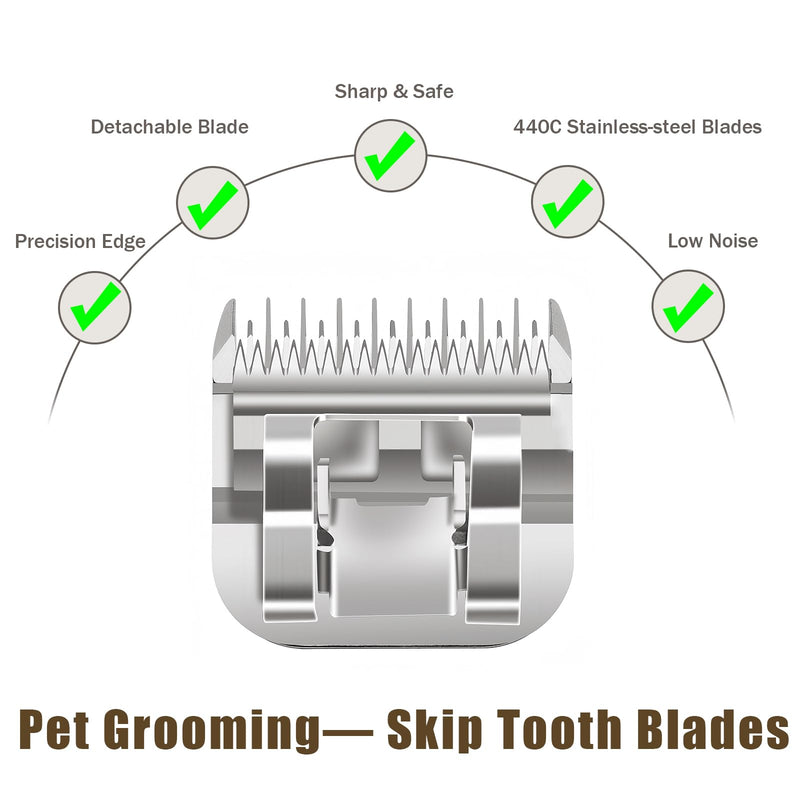 10 Skip Tooth Blades,Detachable Pet Dog Grooming Steel Blade，Compatible with andis/Oster A5/Wahl KM10 Series Clippers,Cut Length 1/8-Inch (3.2mm) 10 Skip Tooth - PawsPlanet Australia