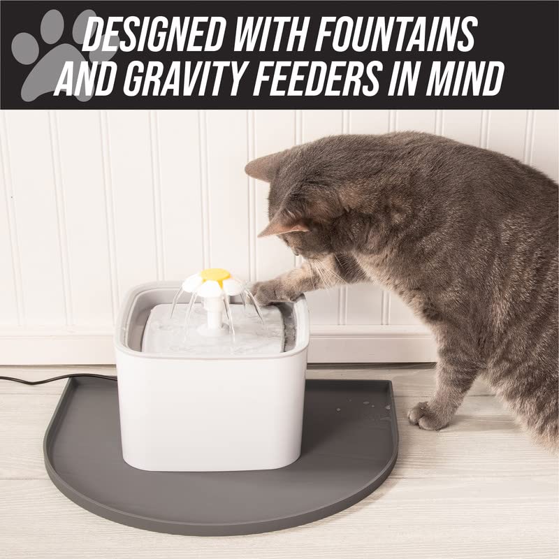 Leashboss Fountain Mat, Silicone Water Mat Designed for Pet Fountains, Dog Gravity Water Bowls, Mats for Automatic Dispensing Cat Feeders up to 12" Diameter (Medium - 20 x 15 Inches, Black) Medium - 20 x 15 Inches - PawsPlanet Australia
