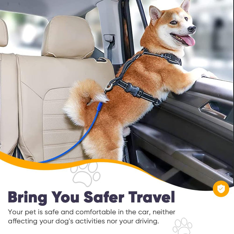 Petbobi Dog Seat Belt for Car - 2 Pack Chew Proof Durable Dog Seatbelt Tether for Small Medium Large Pets - Metal Vehicle Harness Restraint with Double Clips and Latch - Car Leash for Safety Travel 16 inch / 2 pack Blue - PawsPlanet Australia