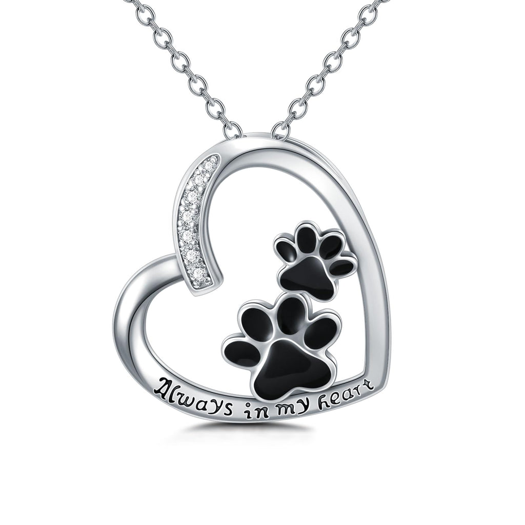 TOUPOP Dog Paw Necklace for Women Girls S925 Sterling Silver Puppy Dog Paw Urn Necklace for Dog Ashes Keepsake Cremation Jewelry Memorial Gifts for Dog Lover Owners Veterinary Two Dog Paws