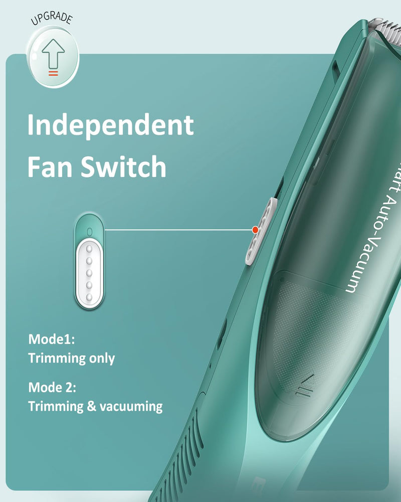 Baby Hair Clipper,Vaccum Hair Clippers for Kids/Toddlers,Cordless Baby Hair Cutting Kit with Two Modes,Baby Hair Trimmer Haircut Machine in Large Hairs Storage Space,Rechargeable,Waterproof Green - PawsPlanet Australia