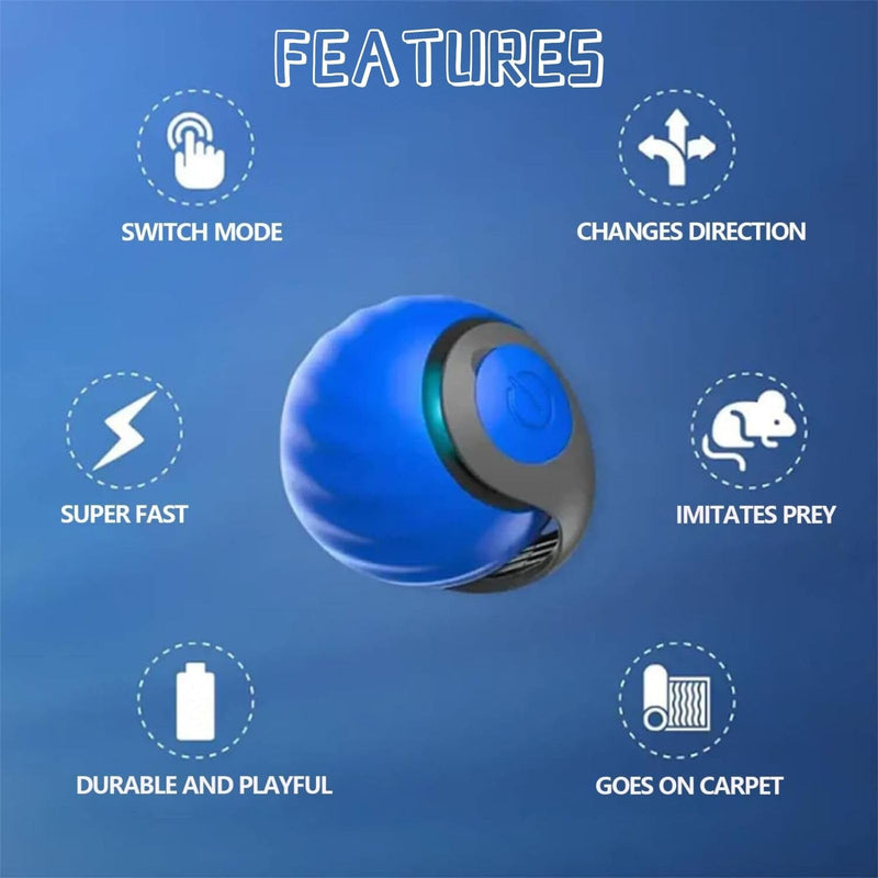 Speedy 2.0 Tail, Speedy Toy Tail Cat, Speedy 2.0 Tail Cat Toy, New Interactive Cat Ball Toy, Smart Cat Toys Ball, Moving Cat Toy Ball with Tail, Two Speed Adjustment (Blue) Blue - PawsPlanet Australia