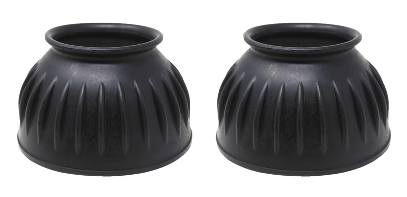CHALLENGER Horse Training Ribbed Rubber Hoof Impact Pull On Overreach Protection Bell Boots 41HI02 Black Medium