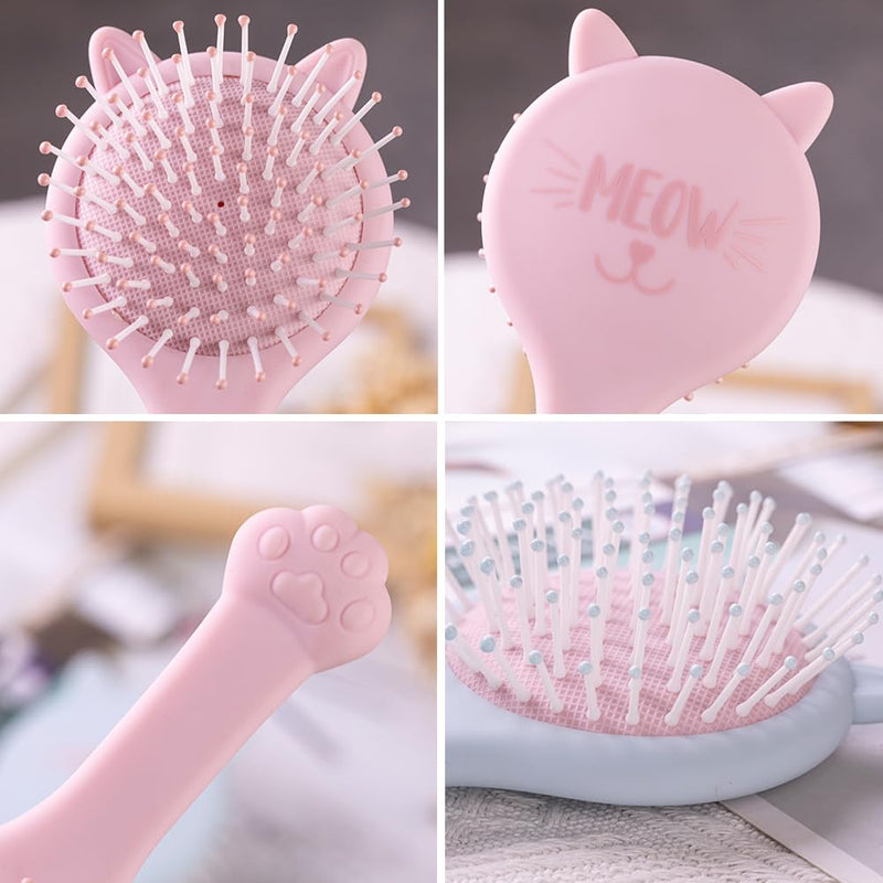 Cute Cat Shape Hair Brush Set - Air Cushion Comb for Fine, Thick, Curly Hair- Hair Brush for Women, Men or Kids (Black & Blue) Black & Blue - PawsPlanet Australia