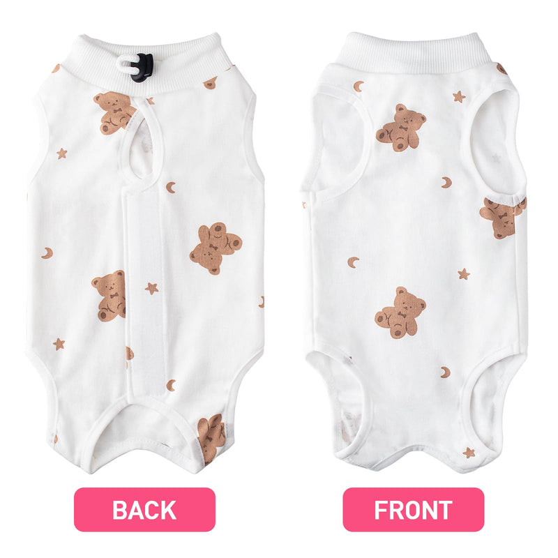2 PCS Cat Recovery Suit Female Cat Onesie for Cats After Surgery Spay Abdominal Wounds, Kitten Surgery Recovery Suit Female Breathable E-Collar Alternative Kitten Onesie Anti Licking Medium Sheep+Bear
