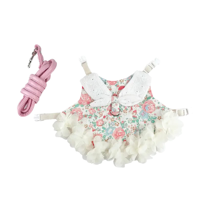 Bunny Rabbit Ferret Harness and Leash Set, Bunny Clothes for Rabbits, Small Animal Guinea Pig Dress Clothes for Kitten Ferret Chihuahua Puppy Mini Dog and Small Animals Harnesses (S, Flower) S - PawsPlanet Australia