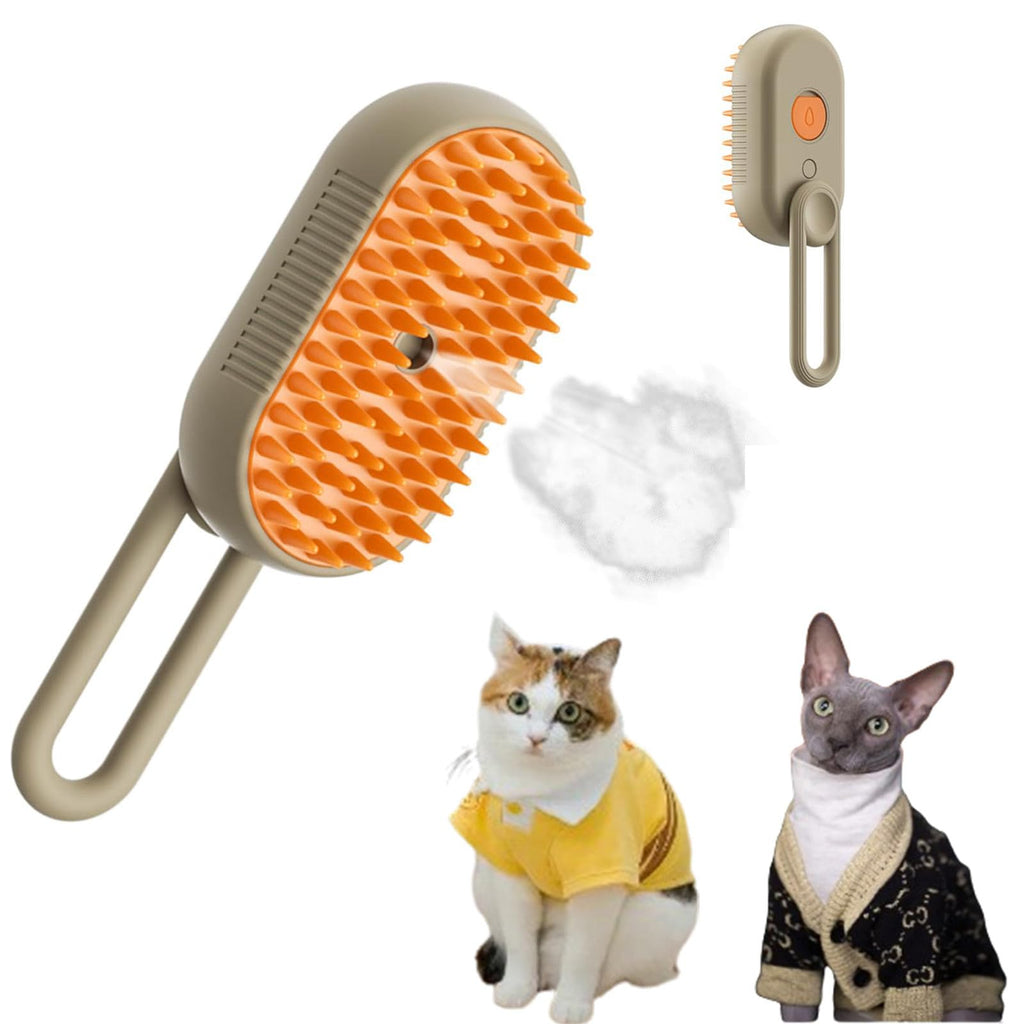 Cat Grooming Brush, 3 In1 Pet Spray Hair Comb Silicone Massage Brush Rechargeable Steam Comb Foldable Handle Spray Steam Brush Sheds Loose Hair Removing Pet Hair Tangled Cleaning Comb for Cats Dogs Coffee - PawsPlanet Australia