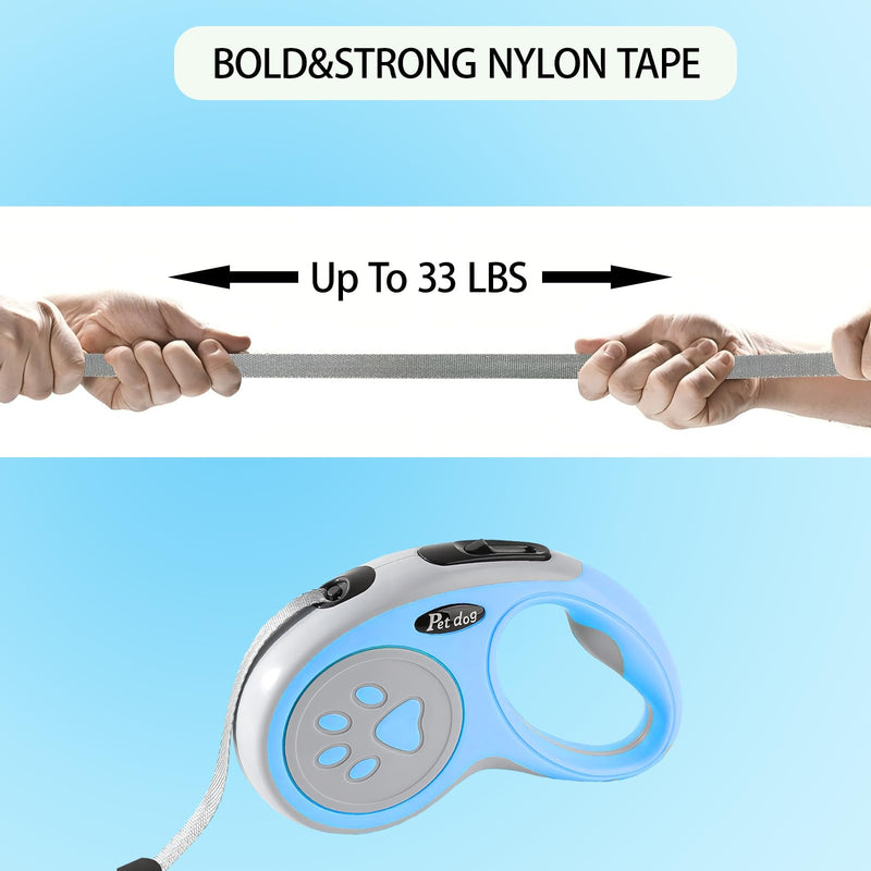 Retractable Dog Leash, VELIGOOD 5M/16FT Extendable Dog Lead with Strong Nylon Tape Tangle-Free One-Handed Brake, Pause, Lock for Small Medium Dogs (Blue) Blue - PawsPlanet Australia