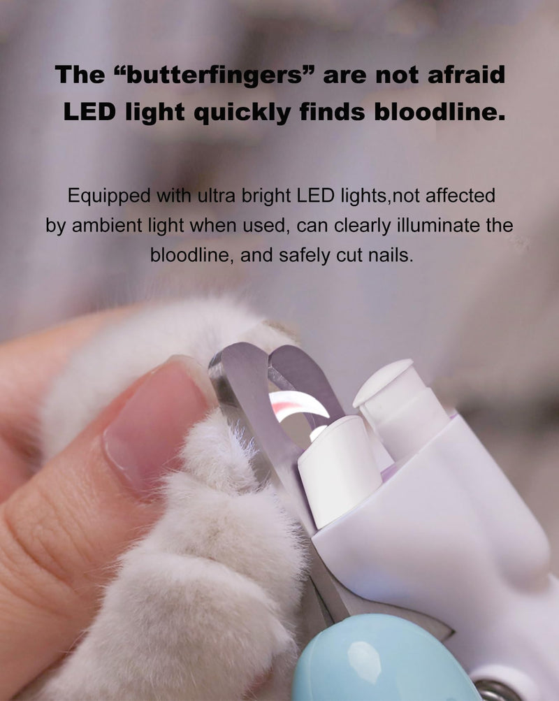Cat Dog Pet Nail Clippers with Light, Llluminates Cat Dog Nails Or Bloodline, Safety Pet Nail Clipper for Dogs, Cats, Rabbits, Sharp, No Nail Splitting(Blue) Blue - PawsPlanet Australia
