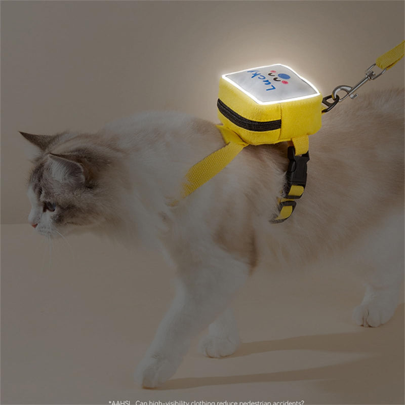 Dog Harness Backpack Cute Small Dog Vest Harness and Leash Set Plaid Soft Mesh Dog Harness with Adjustable Travel Food Back Pack Carrier Bags for Puppy Small Tiny Medium Large Dogs (Yellow, Medium) Yellow - PawsPlanet Australia