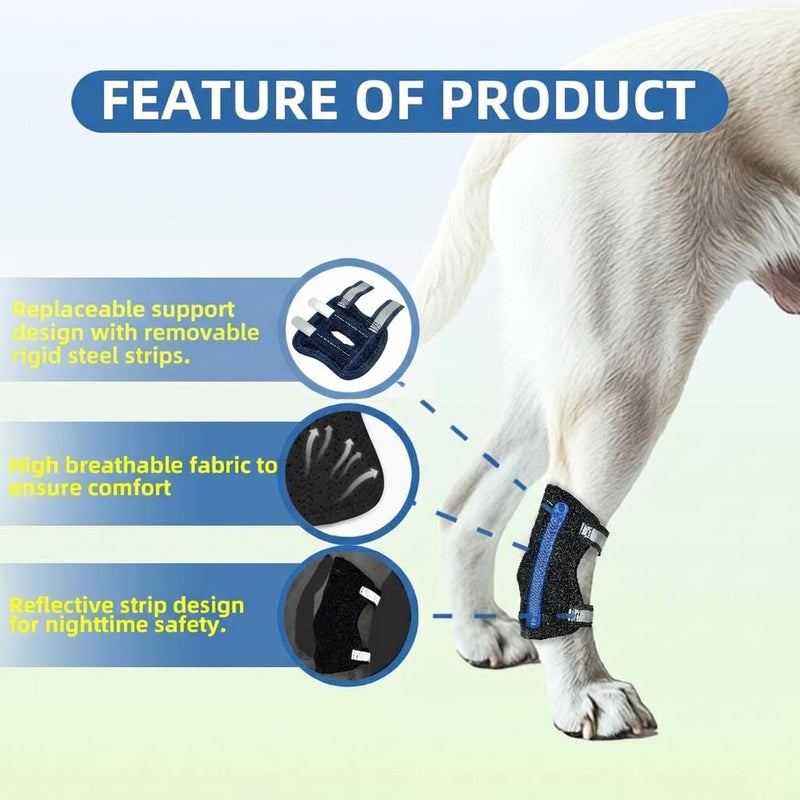 Firstbrace Dog Rear Leg Hock Joint Braces with Removable Metal Strips (L Pair) | Removable rigid metal strips deliver heavy-duty canine rear hock joint stabilisation. L