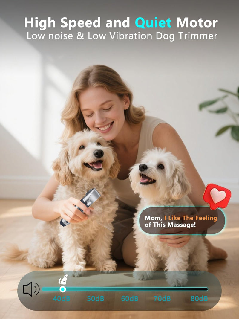 Dog Clippers & Paw Trimmer Kit 2-in-1, Cordless 7200 RPM Ceramic Blade Dog Grooming Clippers, Low Noise Shaver for Thick Coats – Includes Nail Kit, Stainless Steel Comb, Grooming Scissors & Paw - PawsPlanet Australia