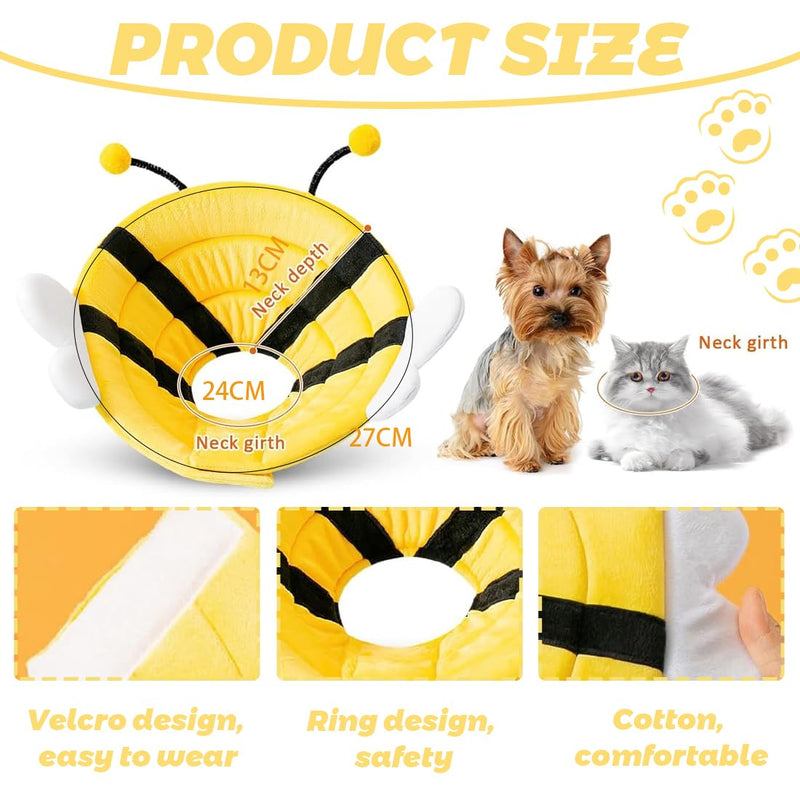 1 Soft Elizabethan Collar for Cats, Adjustable Cotton Surgical Collar for Cats and Dogs, Wound Protection After Surgery Injuries, Size M, Yellow
