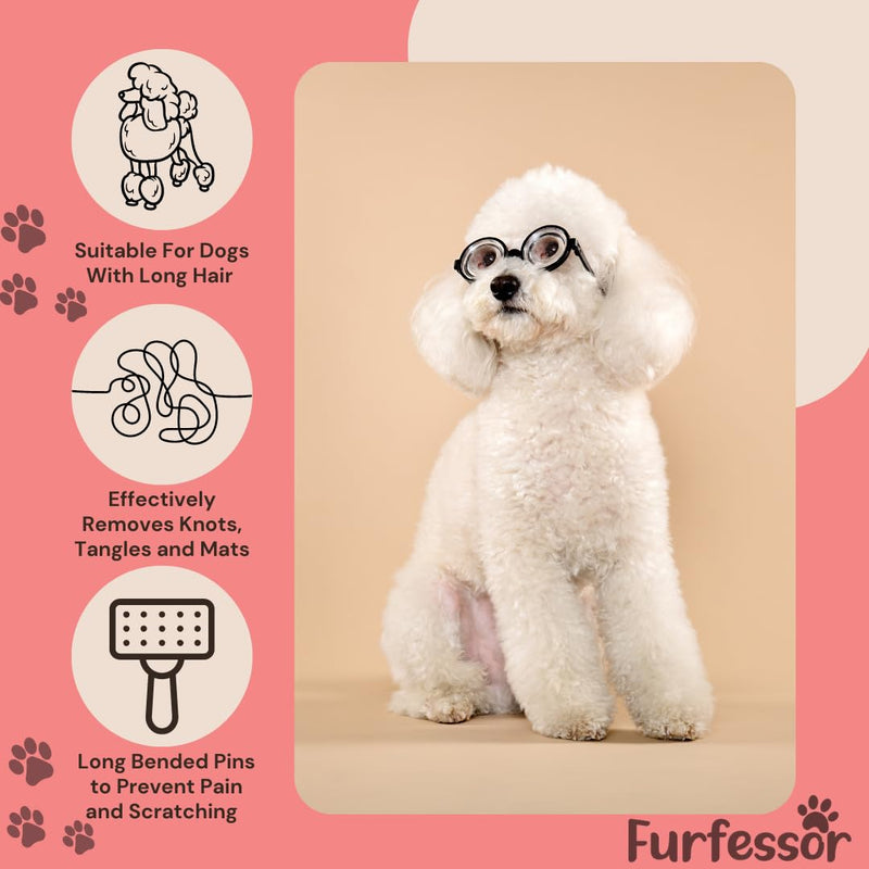 Professional Large Slicker Brush for Dogs (Goldendoodles, Labradoodles, Poodles, Golden Retrievers and more) Pet Grooming Brush with Long Stainless steel Pins for Dematting - PawsPlanet Australia