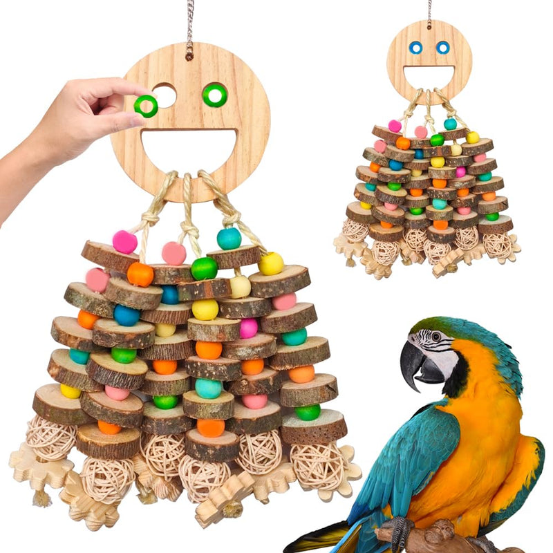 Large Parrot Toys, Multi-Color Wooden Block with Halloween Shape Bird Chewing Toy Parrot Cage Bite Toy for Macaws Cokatoos African Grey and Large Medium Parrot Birds - PawsPlanet Australia
