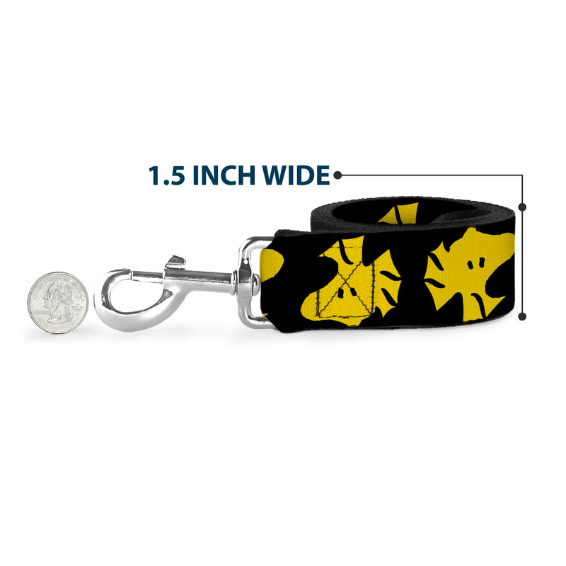 Peanuts Worldwide LLC Pet Leash, Dog Leash, Peanuts Woodstock Face Flip Black Yellow, 6 Feet Long 1.5 Inch Wide 6 Feet Long - 1.5" Wide - PawsPlanet Australia