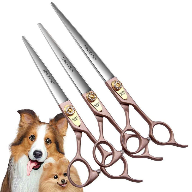 Fenice Peak 7'' Dog Straight Scissors for Grooming 440C Stainless Steel Rose Gold Professional Pet Trimming Scissors Sharp Blades Cutting for Dogs and Cats Shears Straight Shear 7'' - PawsPlanet Australia