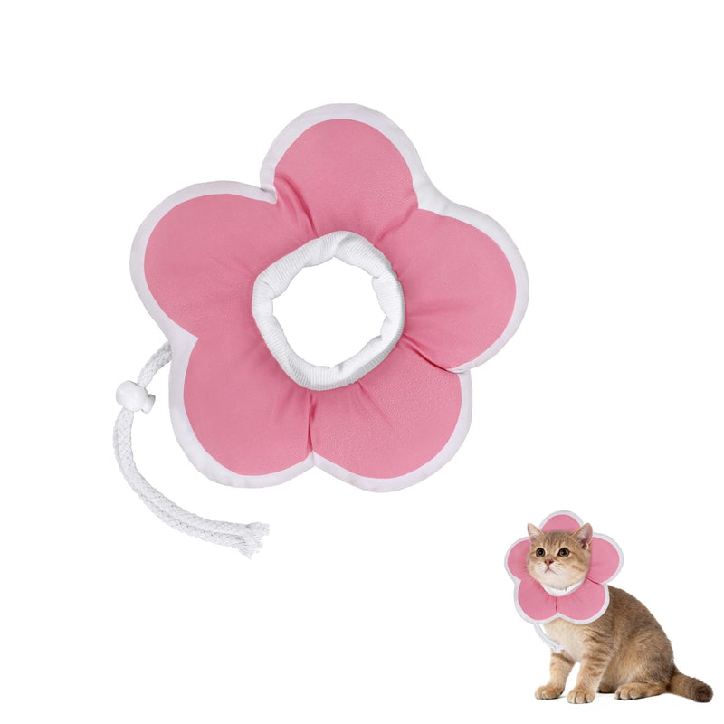 Cute Flower Cone, Anti-Splashing Water Soft E Collar for Cats After Surgery, Neck Pillow for Cozy Sleep and Anti-Licking, Donut Cone for Cats/Puppies to Take Photos (Pink, S) Pink