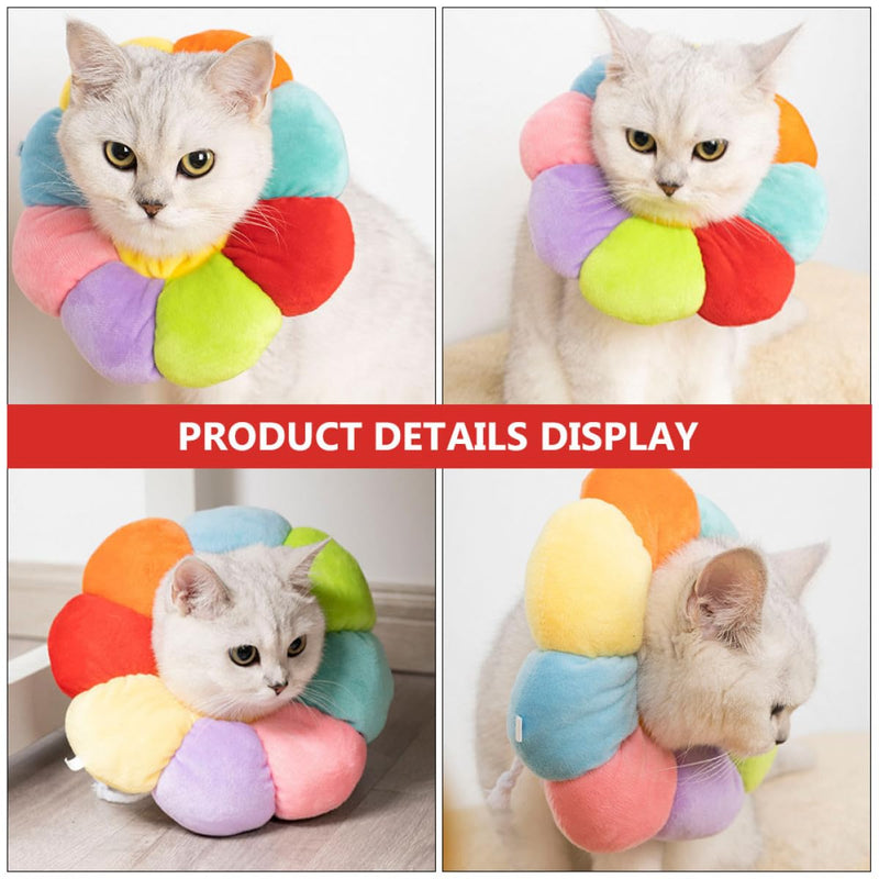 PRETYZOOM Sunflower Shaped Protective Collar for Pets with Washable PP Cotton Material, Anti-Bite Wound Healing Collar for Cats and Dogs during Recovery and Photoshoots