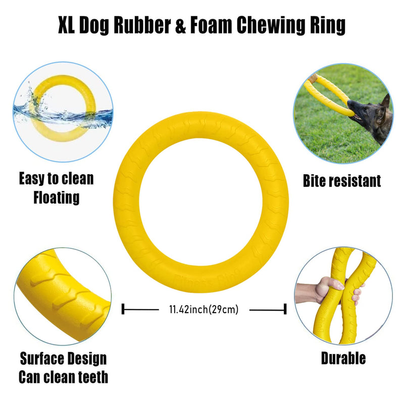 Indestructible Dog Toys Dog Chew Toy for Aggressive Chewers Flying Discs for Medium/Large Breeds Dog Training Ring,Floating Dog Ring Toys for Throwing,Catching, Flying Lightweight Dog Toy Yellow