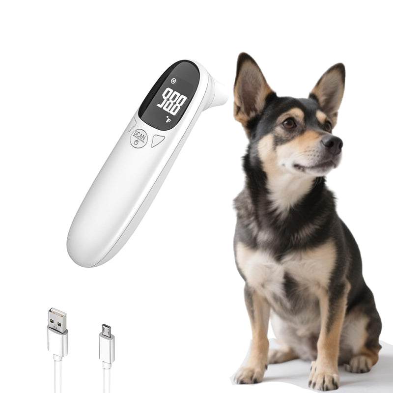 Cat & Dog Thermometer, pet Ear Thermometer, Specially Designed for Pets, Quickly and accurately detects Temperature in 1 Second (White) White