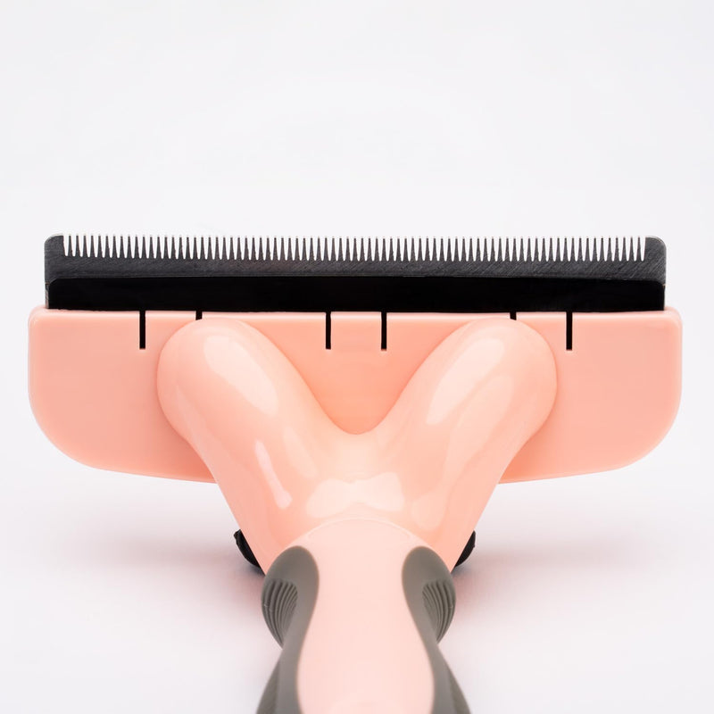 Deshedding Grooming Tool for Dogs and Cats with Fur Release Button for Any Length Fur with Ergonomic Handle Pink - PawsPlanet Australia