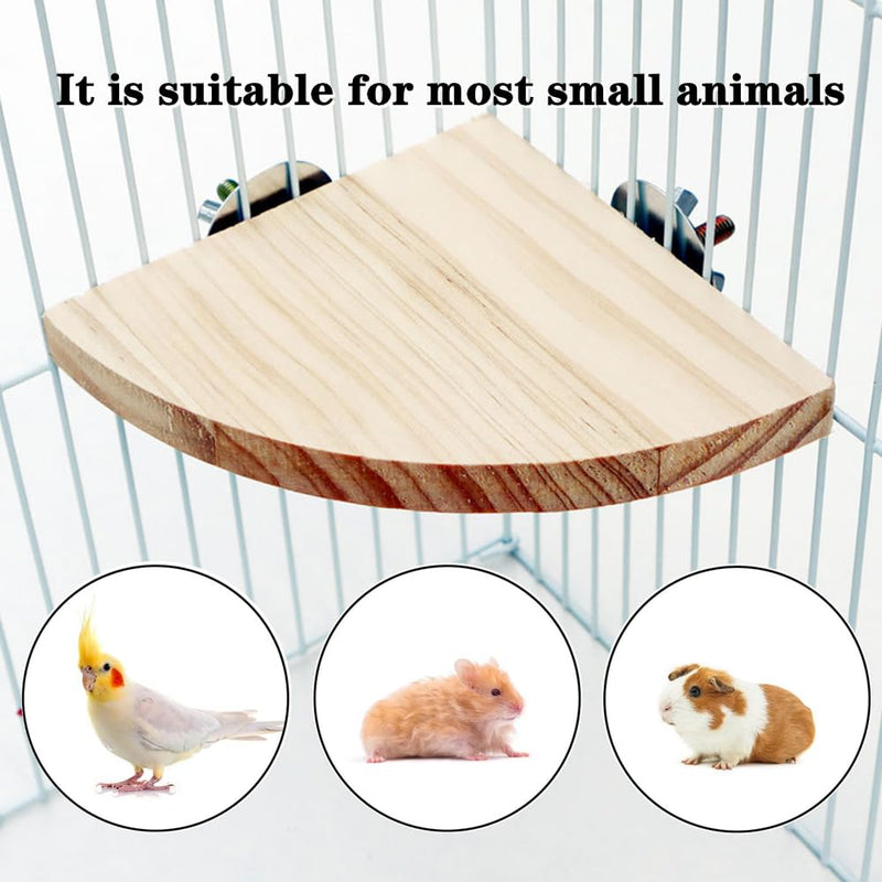 2 PCS Bird Wood Platform Sturdy Pet Platform Pet Perch Parrot Perch Fan Shaped Bird Perches Climbing Platform Bird Cage Accessories for Small Animals - PawsPlanet Australia