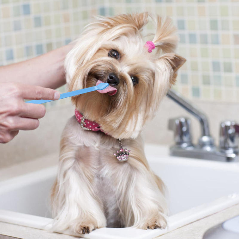 Dog Toothbrush Set, 30 Pieces Double Head Toothbrush Dog with Long Handle, Dog Toothbrush Set Dog Toothbrush for Small, Medium and Large Dogs, Cats and Pets, 4 Colors