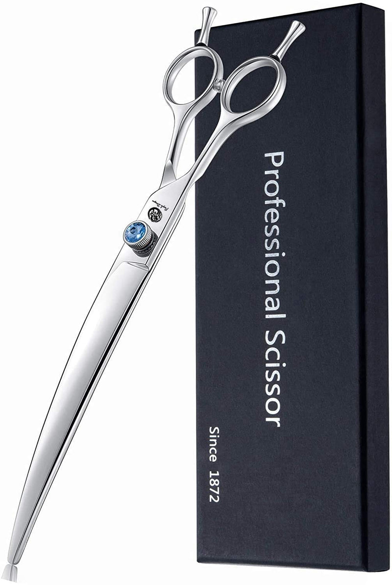 Purple Dragon 8.0" Left Handed Professional Pet/Dog Grooming Hair Cutting Scissors&Downward Curved Scissor &Chunker Shears with Bag - for Mancinism Pet Groomer or Family DIY Downward Curved Scissor - PawsPlanet Australia