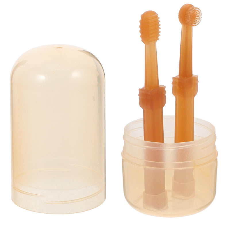 VOSAREA 1 Set of Silicone Pet Toothbrush Kit for Dogs and Cats Puppy Tooth Brushing Tool Double Head Oral Cleaning Brush for Small Dogs and Cats