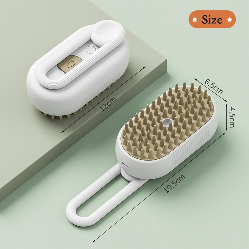 Cleaning Brush 3-in-1 for Cats&dogs,Steam Cat Brush,Massage Brush,Pet Spray Brush,Pet Grooming Brush,Pet Brush 360°Rotatable,USB Rechargeable,Use for Short-Haired,Long-Haired,Small Breeds(White) - PawsPlanet Australia