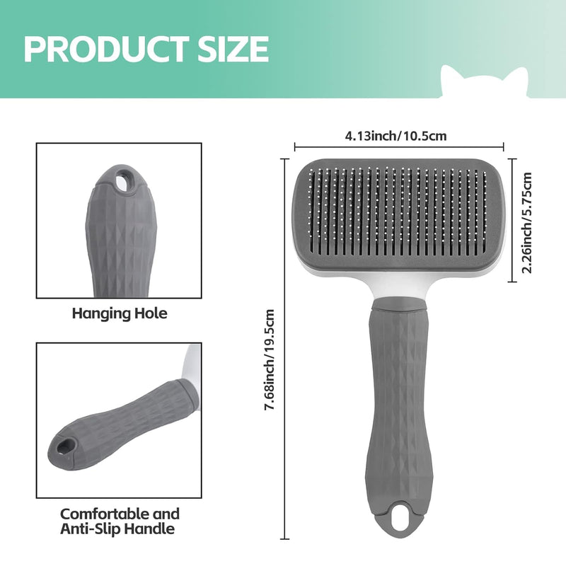 Cat Brush, Cat Comb for Removing Loose Fur and Dirt, Cat Brush from the Brush with One Button, Self-Cleaning Fur Brush Cat, Dog Brush, Comfortable Massaging - PawsPlanet Australia