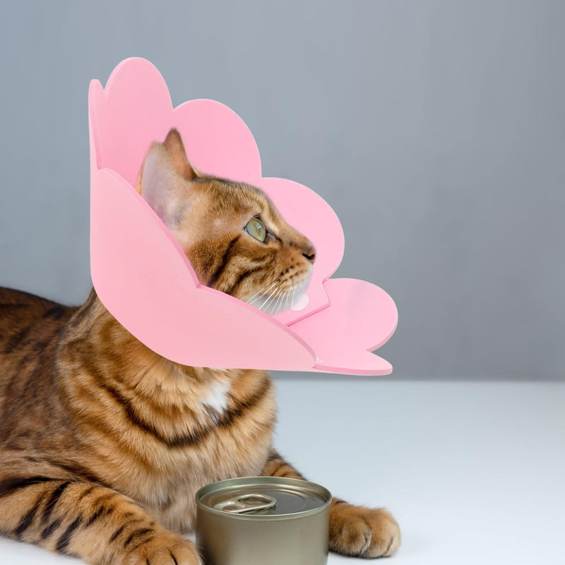 BESTYASH Adjustable Soft Sponge Cat Collar, Post-Surgery Recovery Collar, Pink, Does Not Block Sight or Movement, Comfortable for Cats