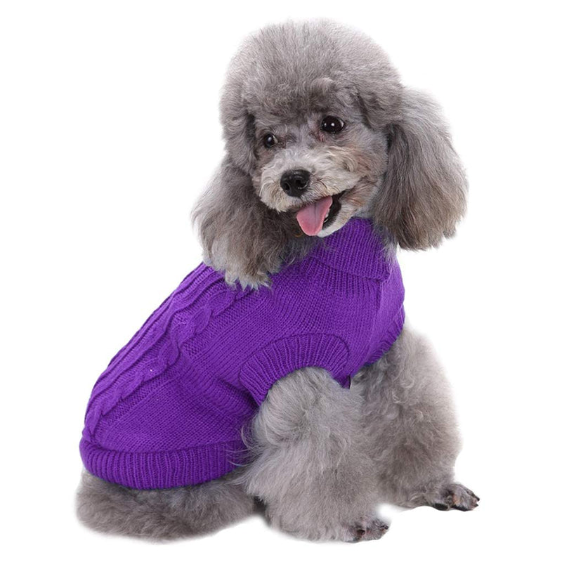 CHBORCHICEN Small Dog Sweaters Knitted Pet Cat Sweater Warm Dog Sweatshirt Dog Winter Clothes Kitten Puppy Sweater (Medium, Purple) Medium - PawsPlanet Australia
