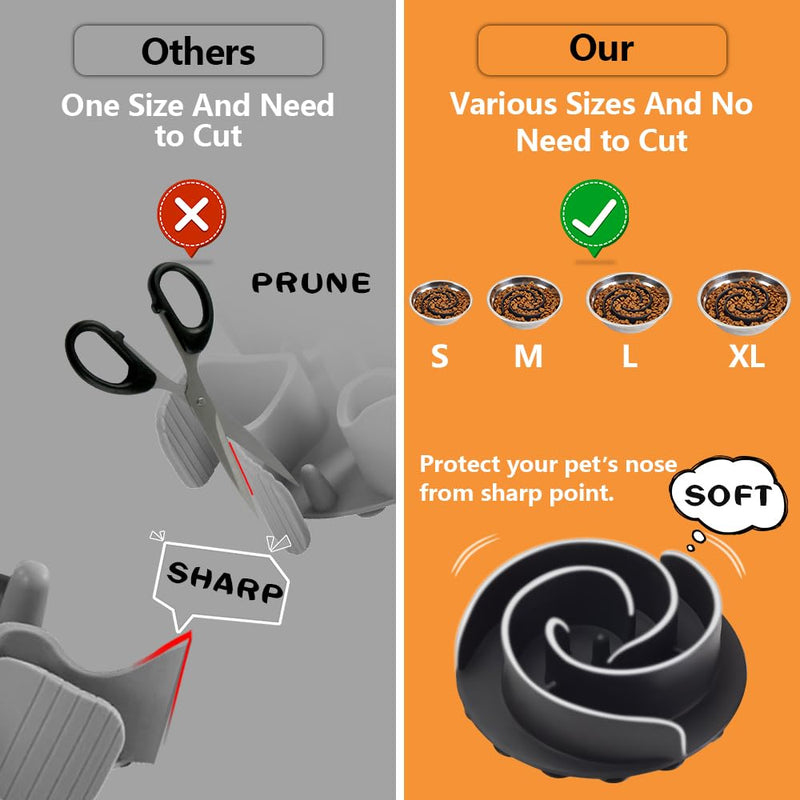 Slow Feeder Dog Bowls Insert, Animire Soft Silicone Slow Eating Dog Food Bowl for Small, Medium and Large Dogs, Compatible with Regular and Elevated Dog Bowls（Black M Black - PawsPlanet Australia