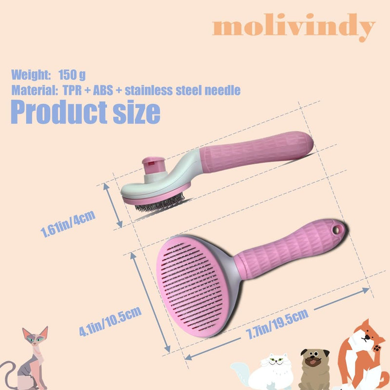 Self Cleaning Slicker Brush,Dog Brush with Massage Particles,Removes Loose hair & Tangles,Skin Friendly & Promote Circulation-pink 1 - PawsPlanet Australia
