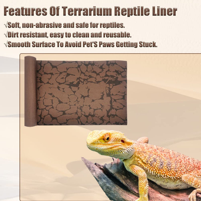 Tfwadmx Reptile Carpet Sand Mat for Bearded Dragon Terrarium Substrate Liner Brown Reversible Lizard Bedding Mats for Cage Leopard Gecko Tortoise Turtle Snake Chameleon with Tweezer 20"x 39"(2 Pcs) L:19.7"x39.3"(2Pcs)