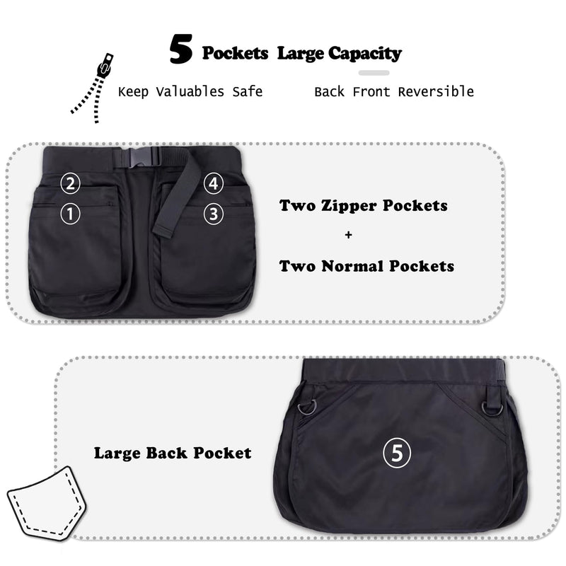 Dog Trainer Treat Pouch with Detachable Pockets, Hand Free Waist Belt Clip, Dog Handler Training Tools Storage Waist Pockets for Men and Women, also Used to Gardening Work, Hairstylist (Black) Black - PawsPlanet Australia