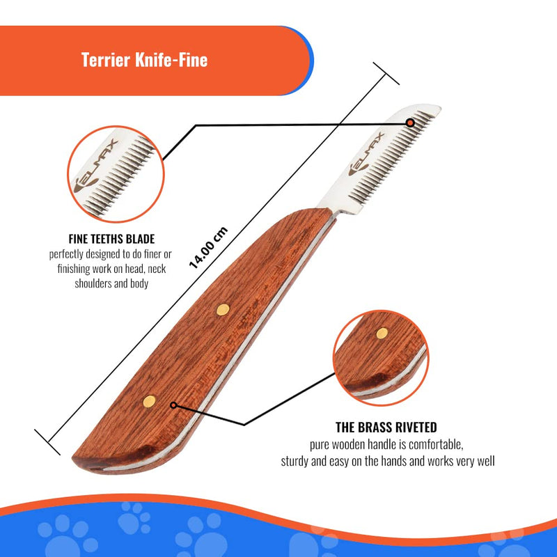 Elmax Professional Stripping Knife for dogs (Pack of 6), Best for Removing Unwanted Undercoat, Blades are made of Stainless Steel with Wooden Handle Grip (Right-Handed, Rosewood)