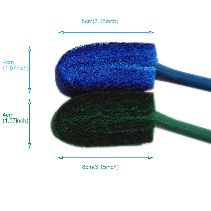 Aquarium Double Sided Sponge Cleaning Brush Cleaner Scrubber 2 Packs One Set Blue and Green Brushs - PawsPlanet Australia