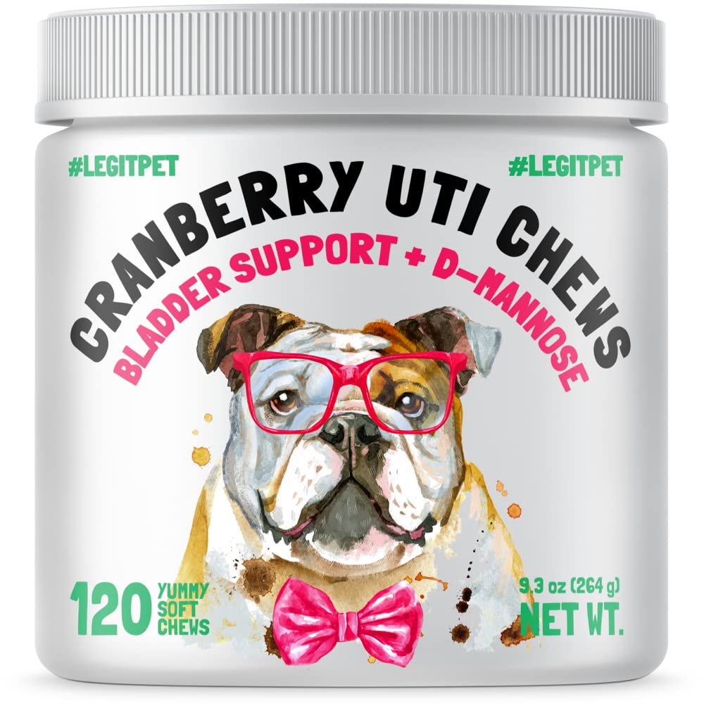 Cranberry UTI Chews for Dogs Bladder Suppot + D-Mannose Supports Kidney Urinary Tract and Bladder Health Natural Cranberry Wellness Supplement Immune System Booster Natural Pet Antioxidant 120 Chews 120pcs